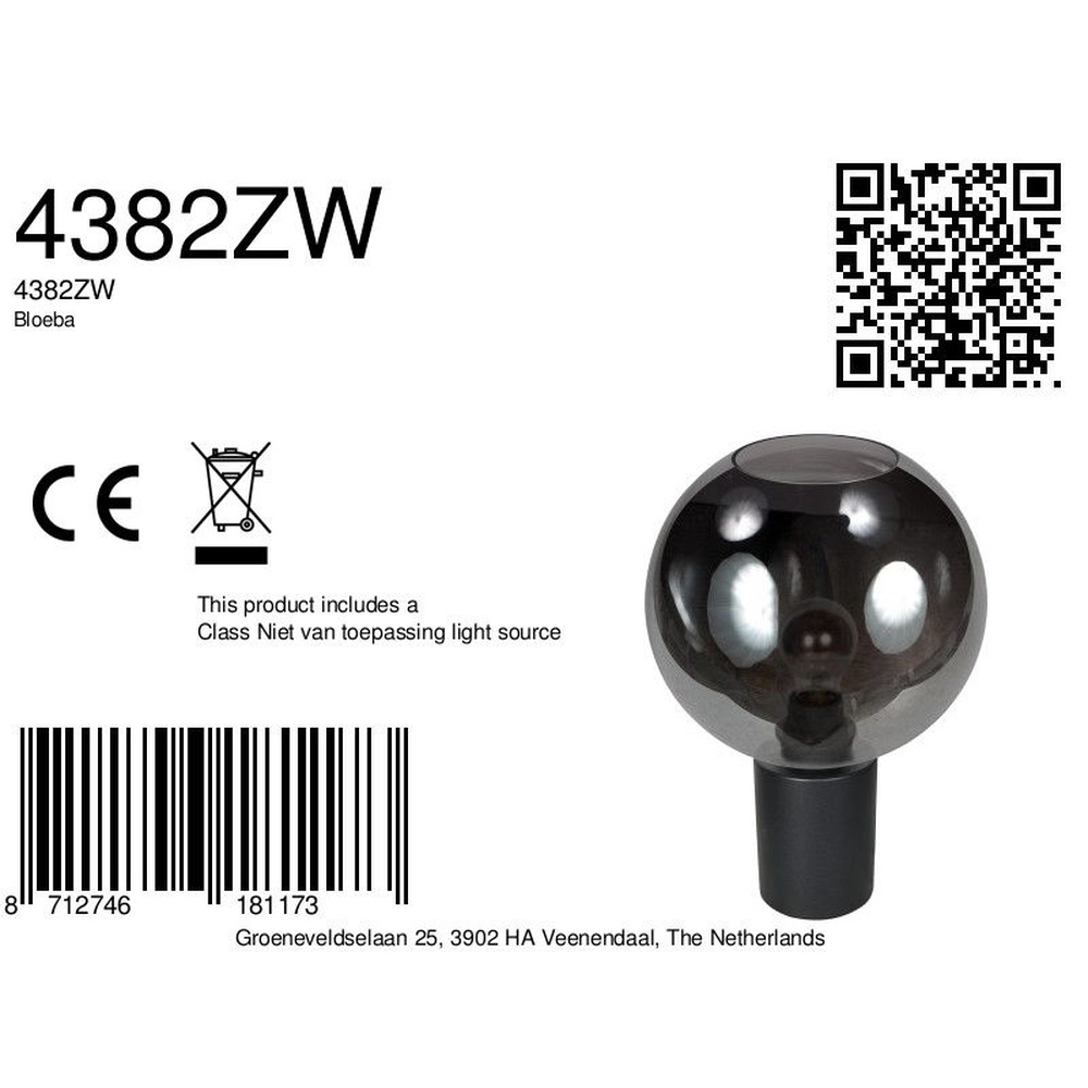 Lampe de table Bloeba verre fumé convexe Ø 30cm Steinhauer 8712746181173