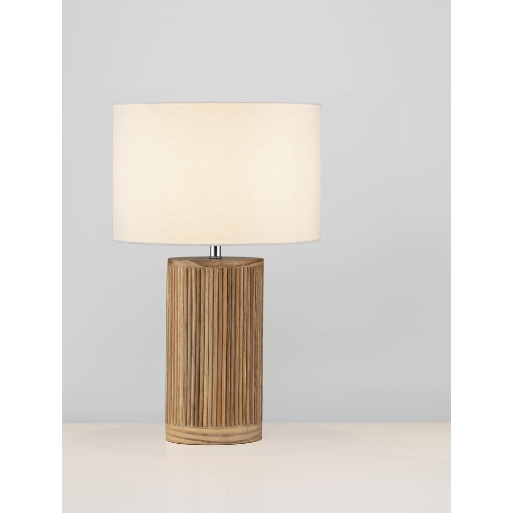 Lampe de table Nau Bois avec capot blanc