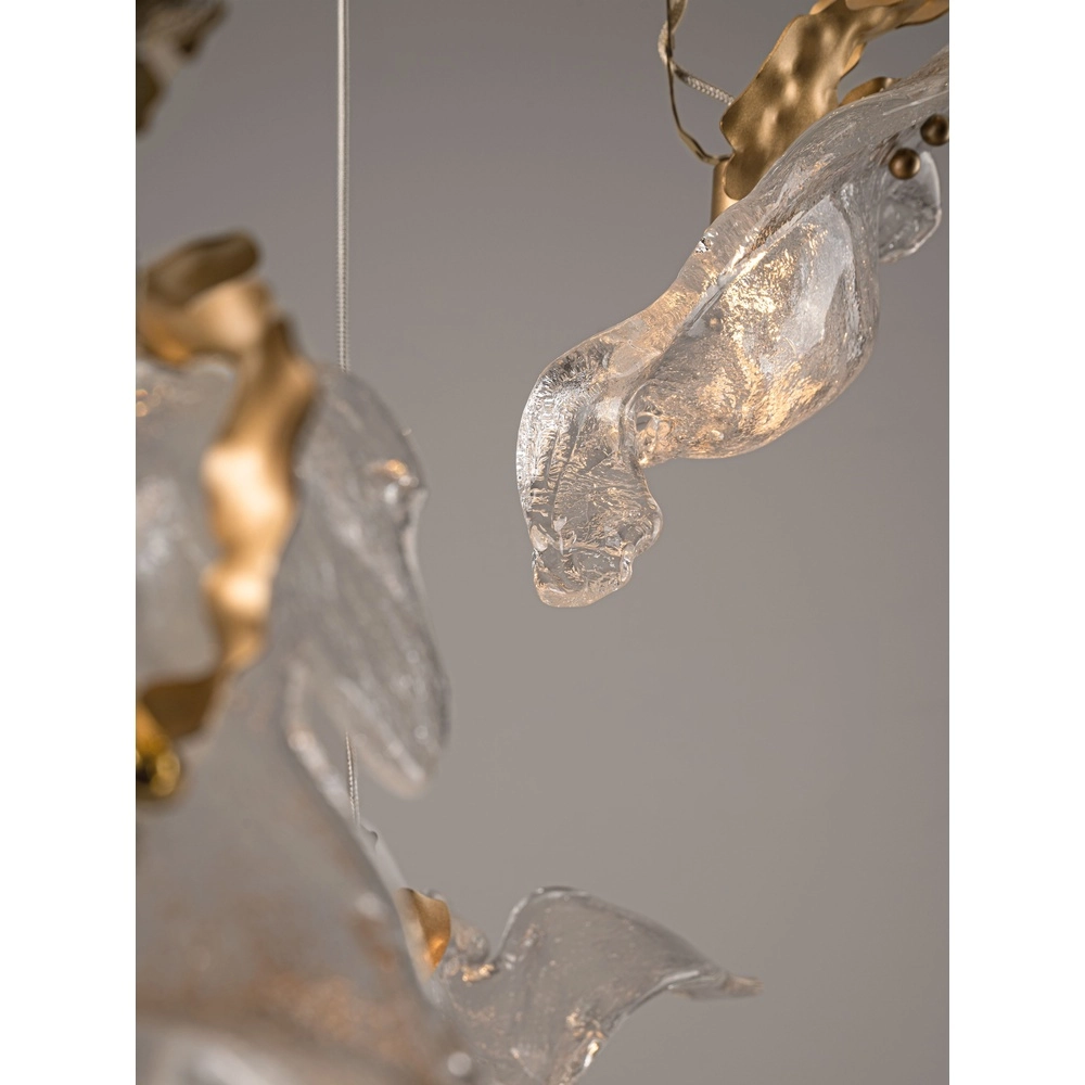 Lampe pendante dorée Avesa avec du verre transparent Ø 60 cm Lyora 5212063500433
