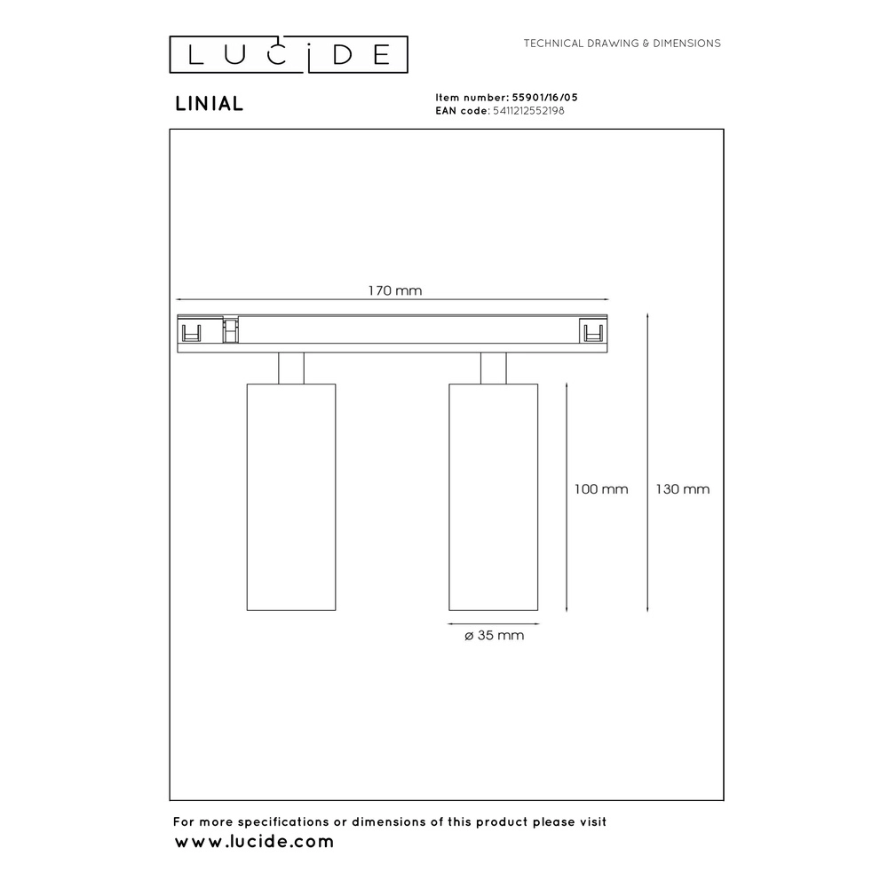 Spot sur piste monophasée Linial Bixx Champagne Premium by Lucide 5411212552198