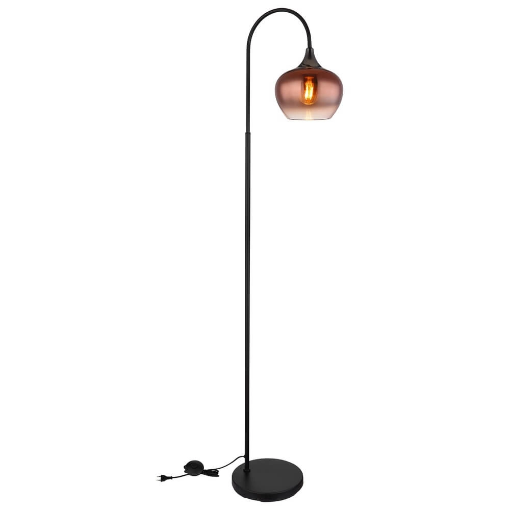 Lampadaire noir Maxy avec verre rouge simple Globo 9007371459988