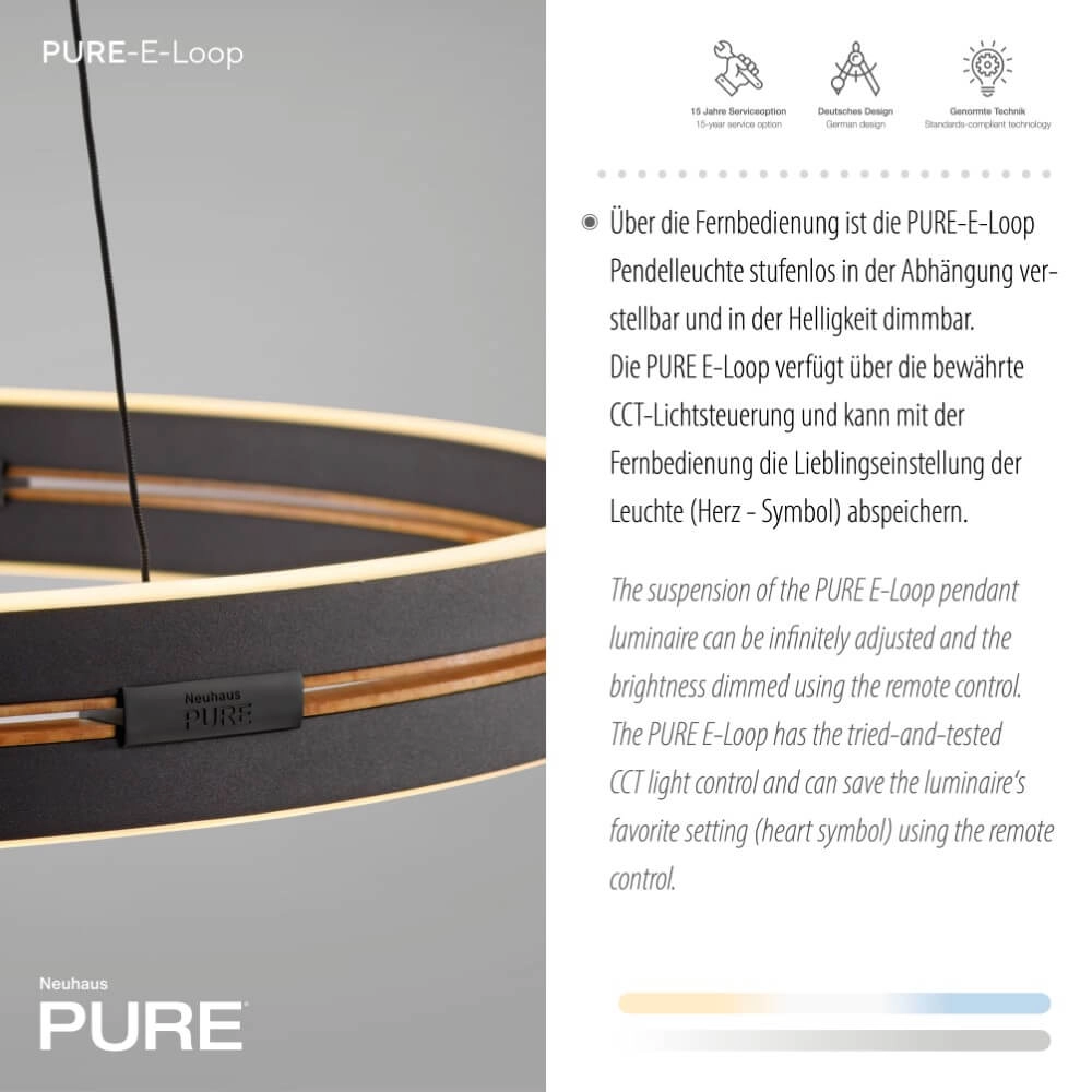 Lampe suspendue élégante Pure E-Loop black Paul Neuhaus 4012248386224