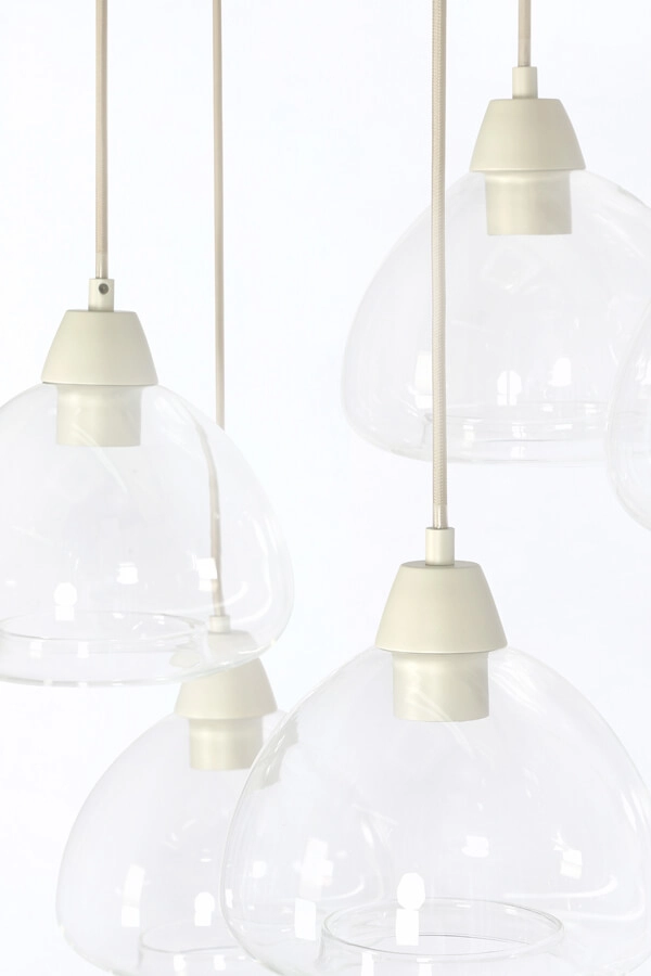 Suspension 10 lumières Bisho motif crème 120cm Light & Living 8717807743338