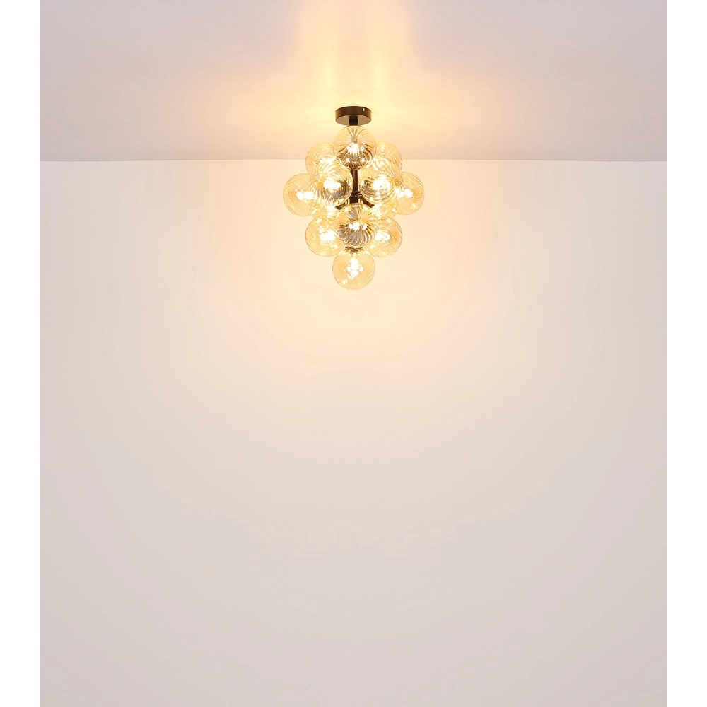 Lampe de plafond noire Conor avec verre ambré Globo 9007371518173