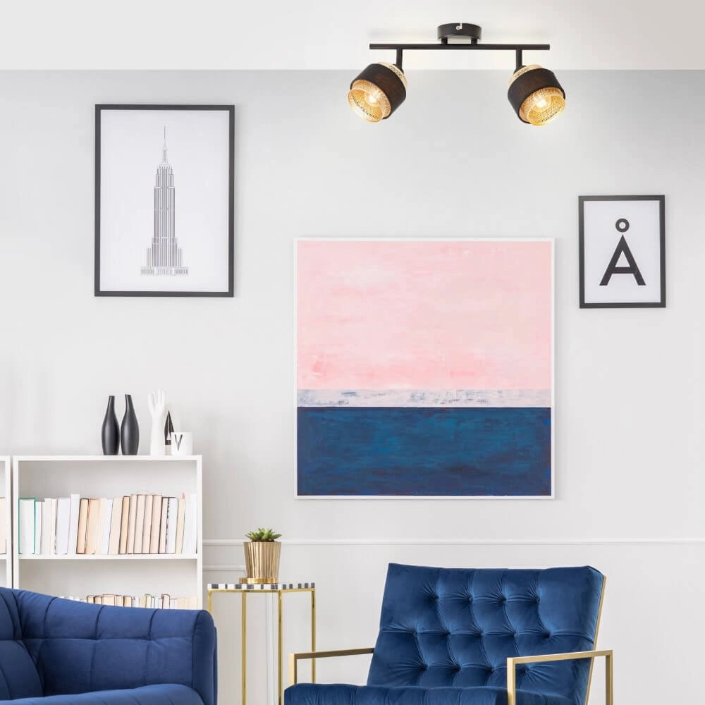 Plafonnier 2 lumières Grove noir avec de l'or Brilliant 4004353424113