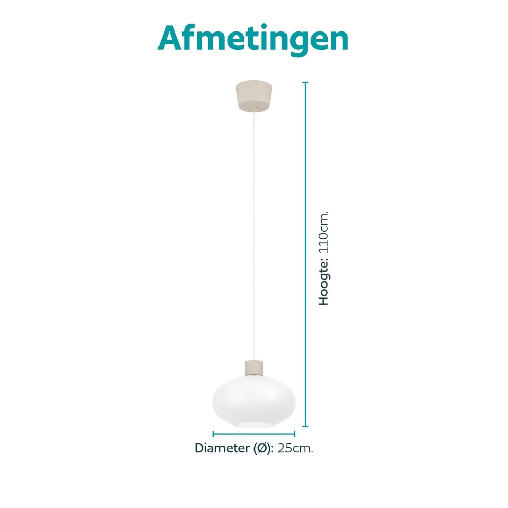 Lampe pendante de conception Dasmina brun sable avec blanc Ø 25 cm Eglo 9008606406326