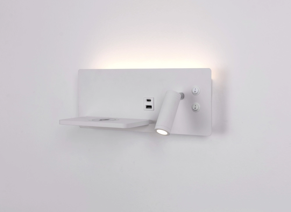 Lampe de chevet Charge Blanc droit avec chargeur sans fil