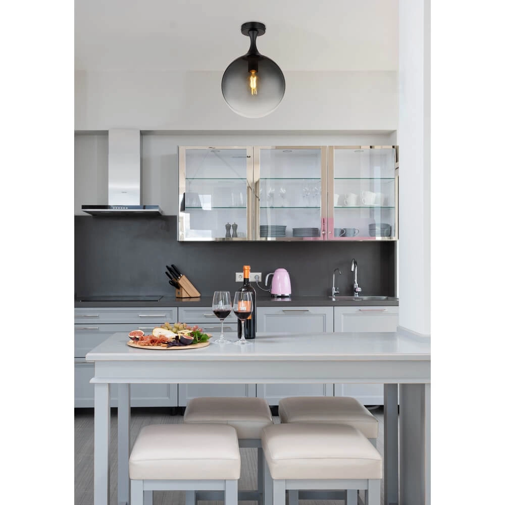 Plafonnier noir Dalton sphère en verre fumé Ø 25cm Globo 9007371471218