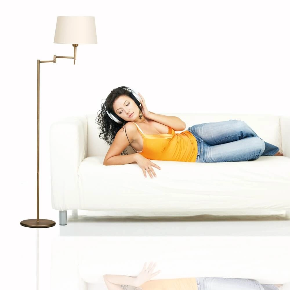 Lampadaire Mexlite 154 cm marron bronze avec abat-jour blanc Steinhauer 8712746048087