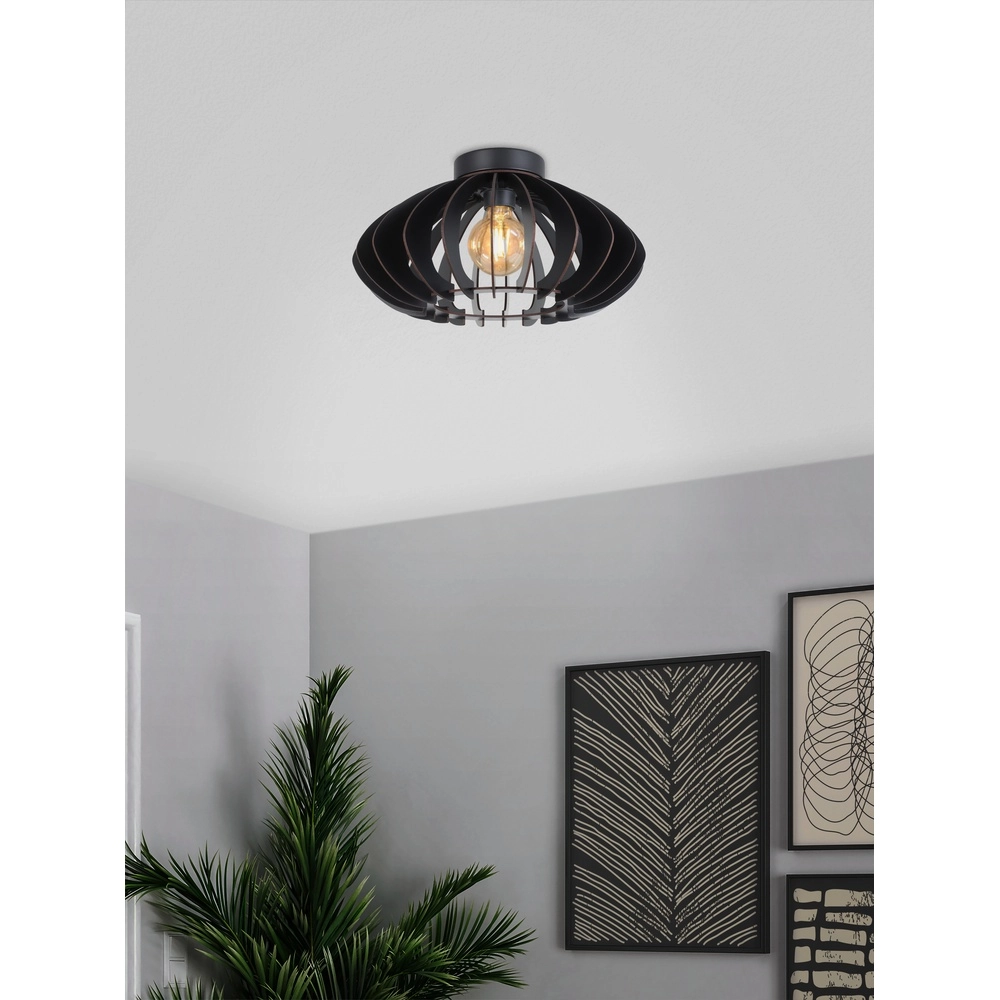 Lampe de plafond en bois Cossano 3 noir - Ø 38cm Eglo 9008606291373