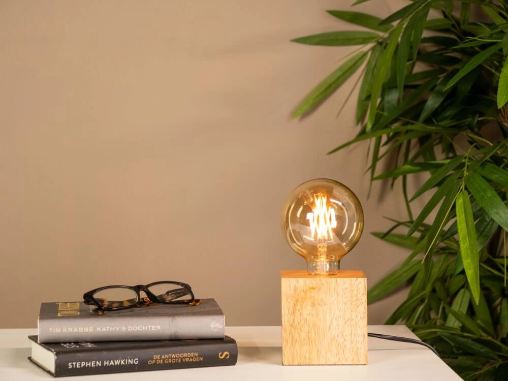 Lampe de table Prestwick 2 Bois clair Eglo 9002759437336