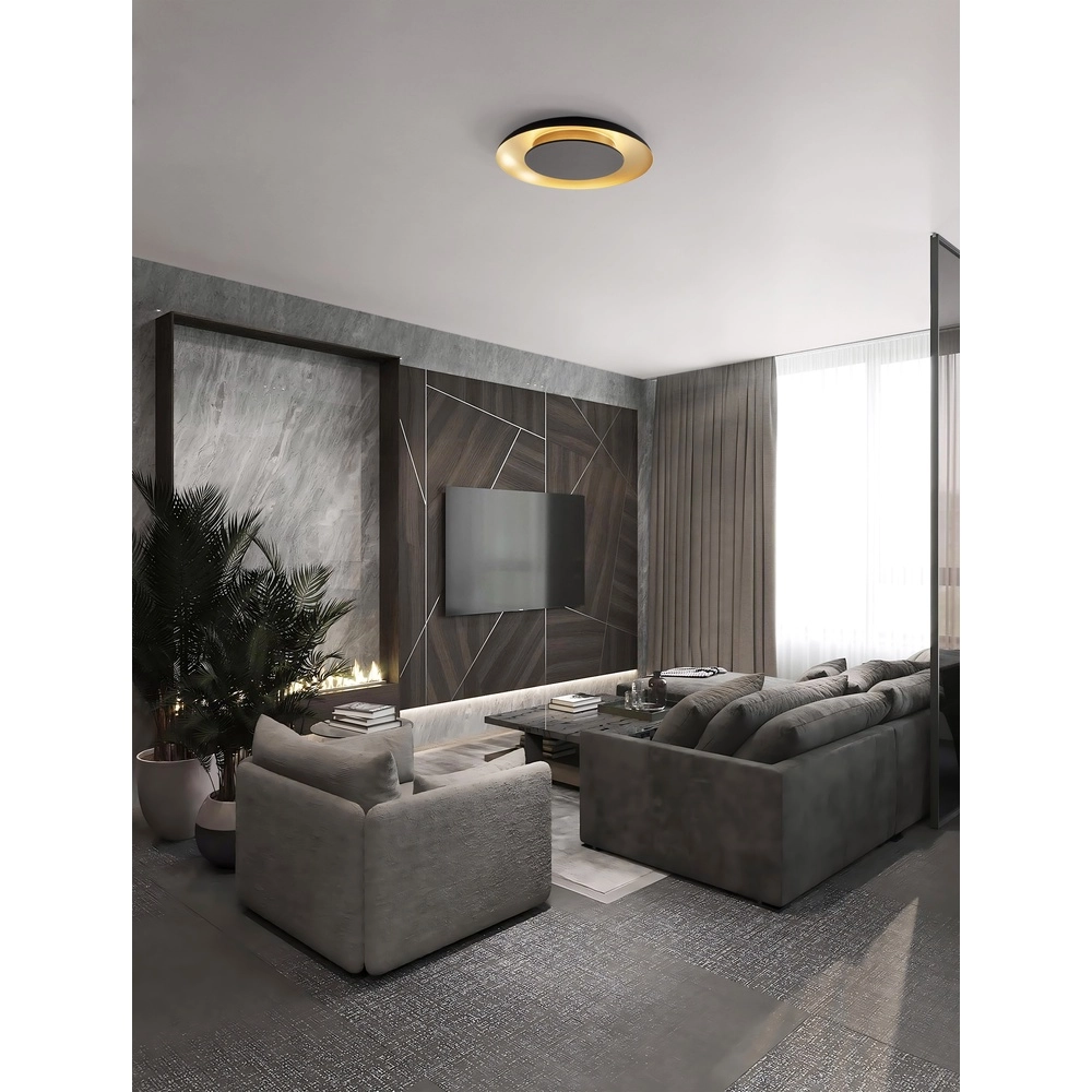 Plafonnier design Epos Ø 60cm noir avec or Lyora 5212017463210