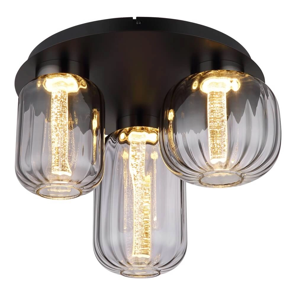 Plafonnier rond Fluoro 3 lumières noir Plafonnier rond Fluoro 3 lumières noir
