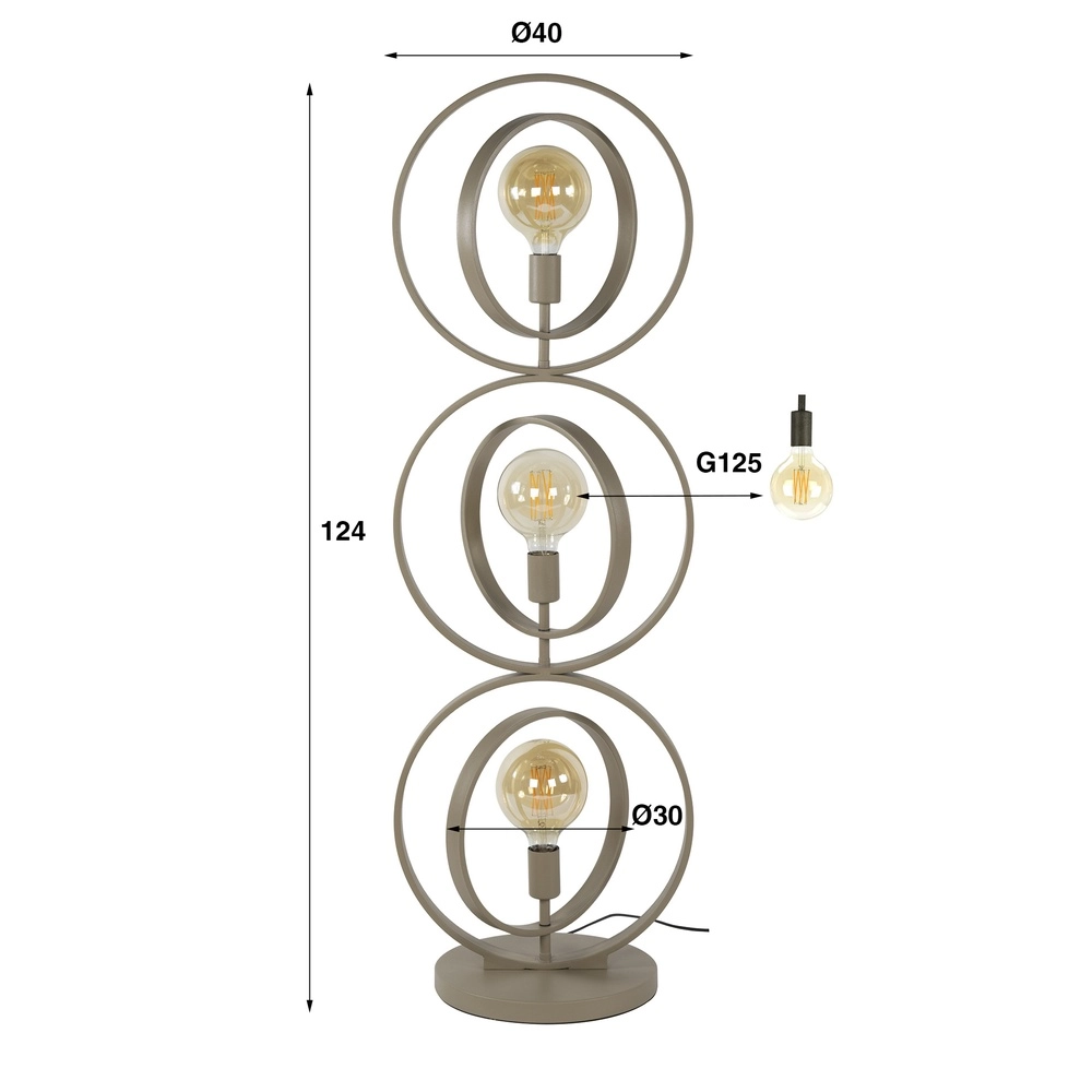 Lampe de pied à sable à 3 lumières Turn E27 - Ø 40cm Lyora 8716803513075