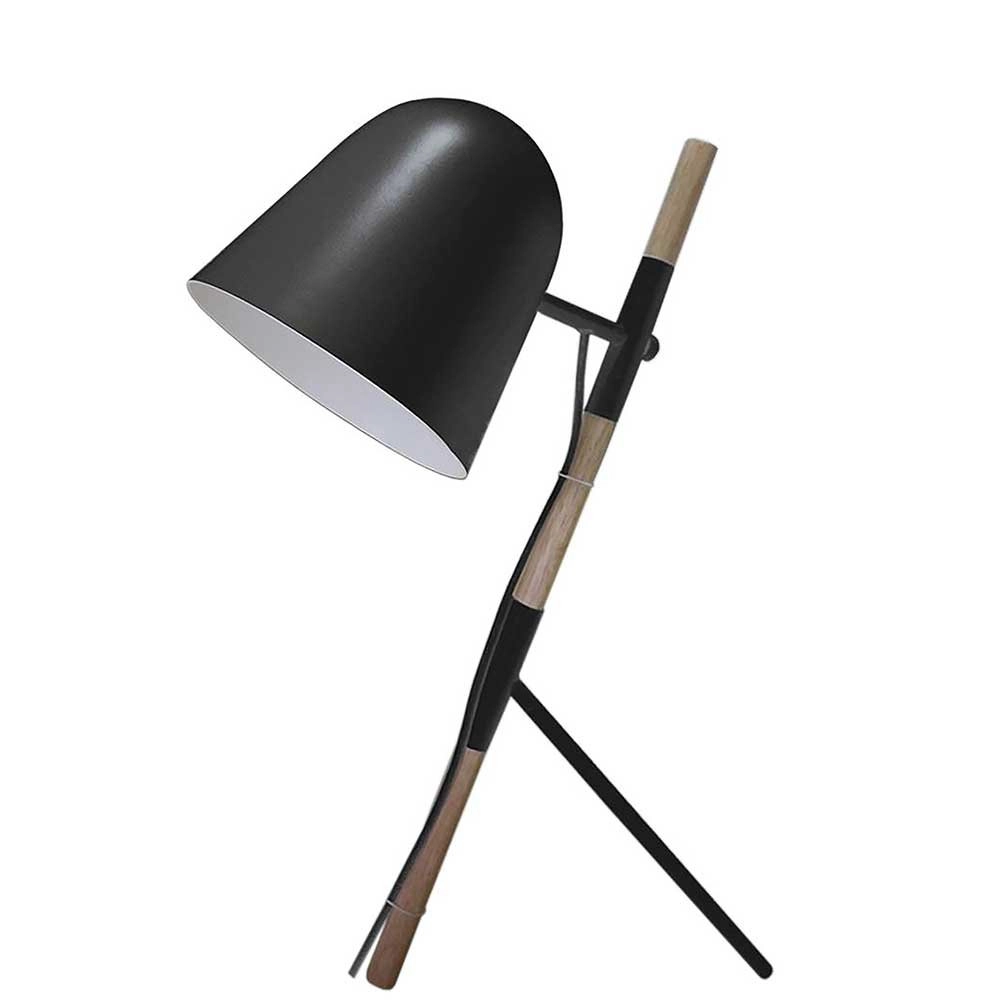 Lampe de table country Sensa Trépied noir avec bois
