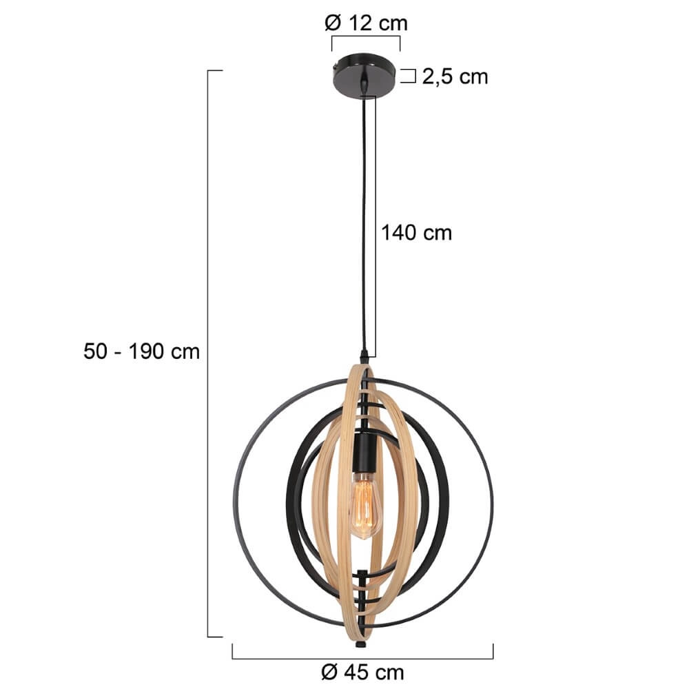Lampe suspendue en bois Muoversi Ø45cm Steinhauer 8712746166309
