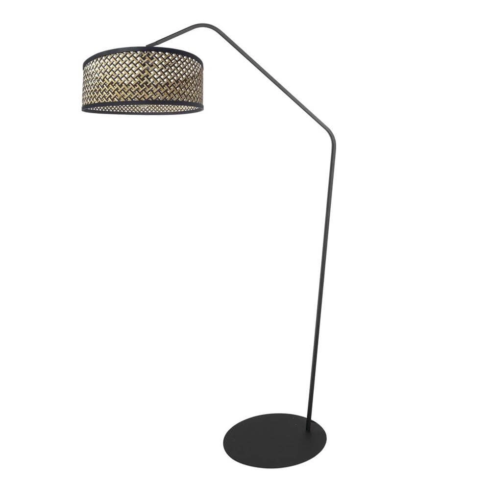 Lampadaire Zig-Zag noir avec abat-jour en rotin Ø 40cm Steinhauer 8712746179194