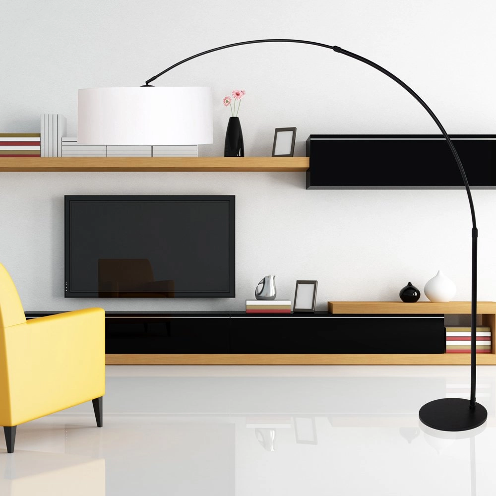 Lampe à arc Stresa noir avec abat-jour blanc Steinhauer 8712746106657