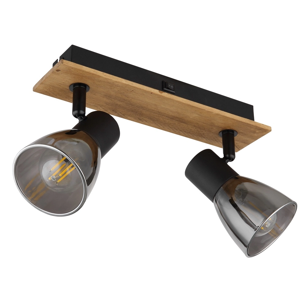 Lampe de plafond Claude 2-noir clair avec bois Globo 9007371443208