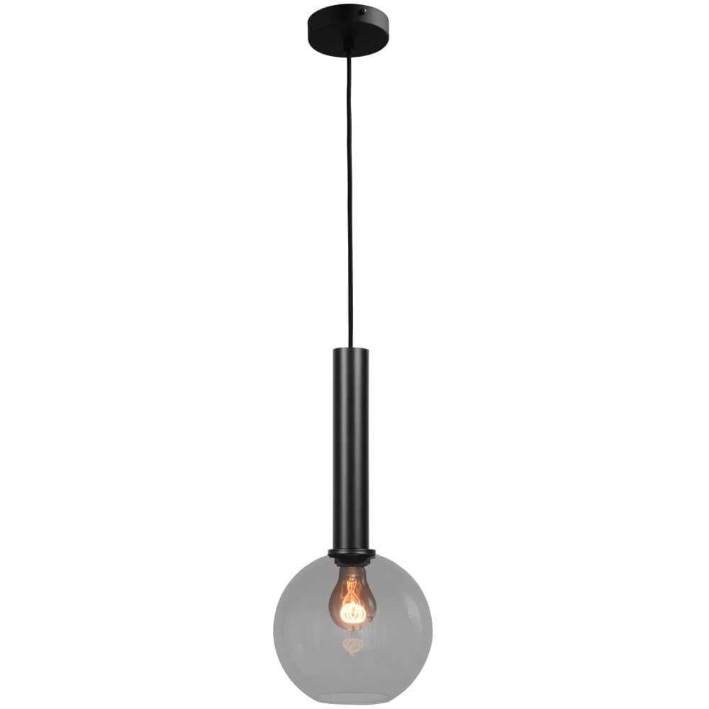 Lampe suspendue Ø 20cm Bella 2 Noir avec verre fumé