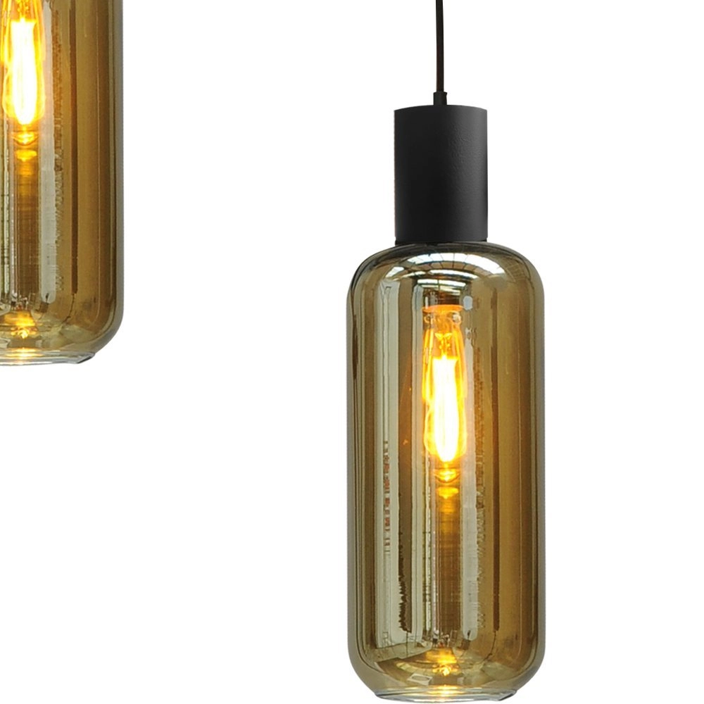 Lampe suspendue noire pour salle à manger Bounty Verre cylindrique à 5 lumières Masterlight 8718121248486