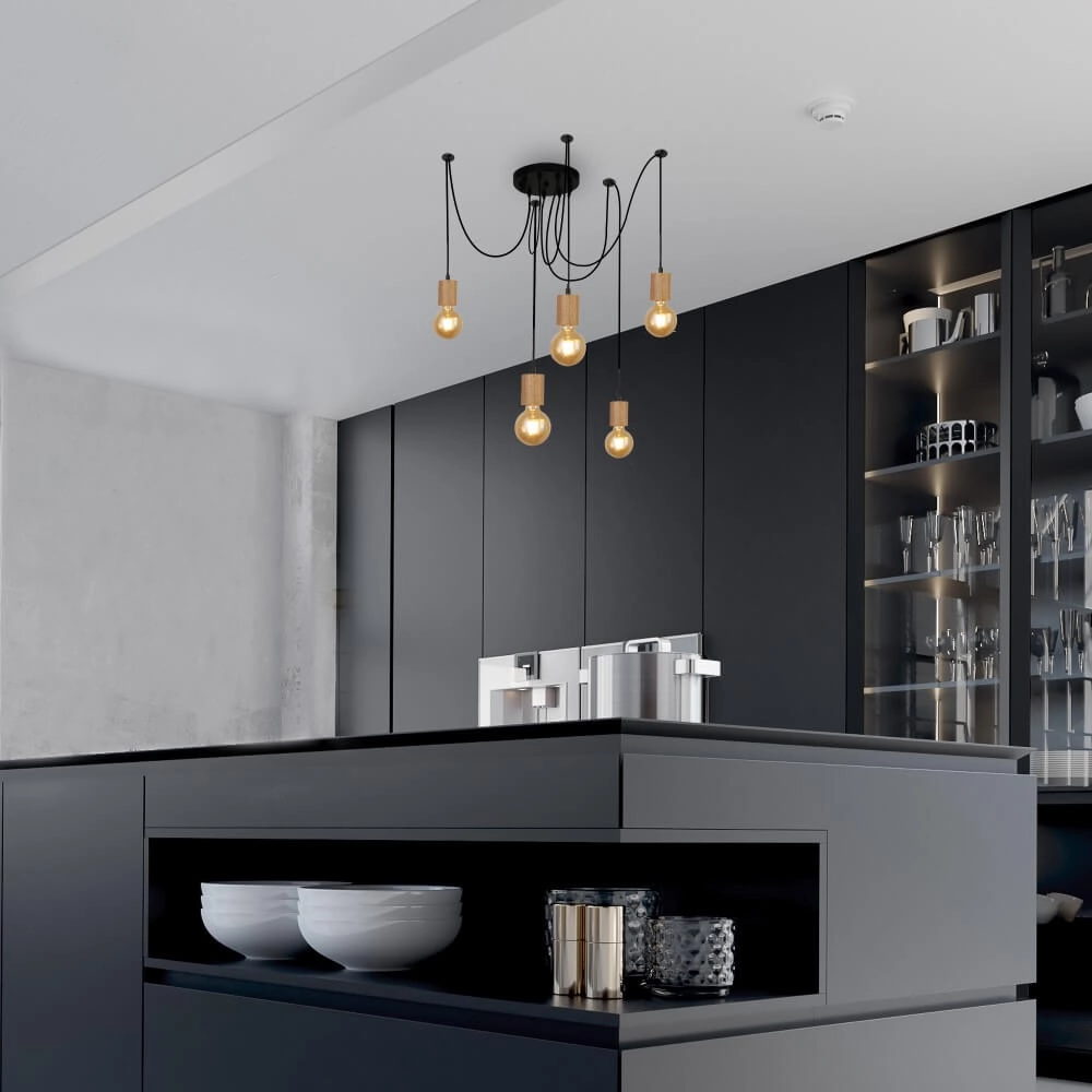 Lampe de table à manger en bois Spinny Searchlight