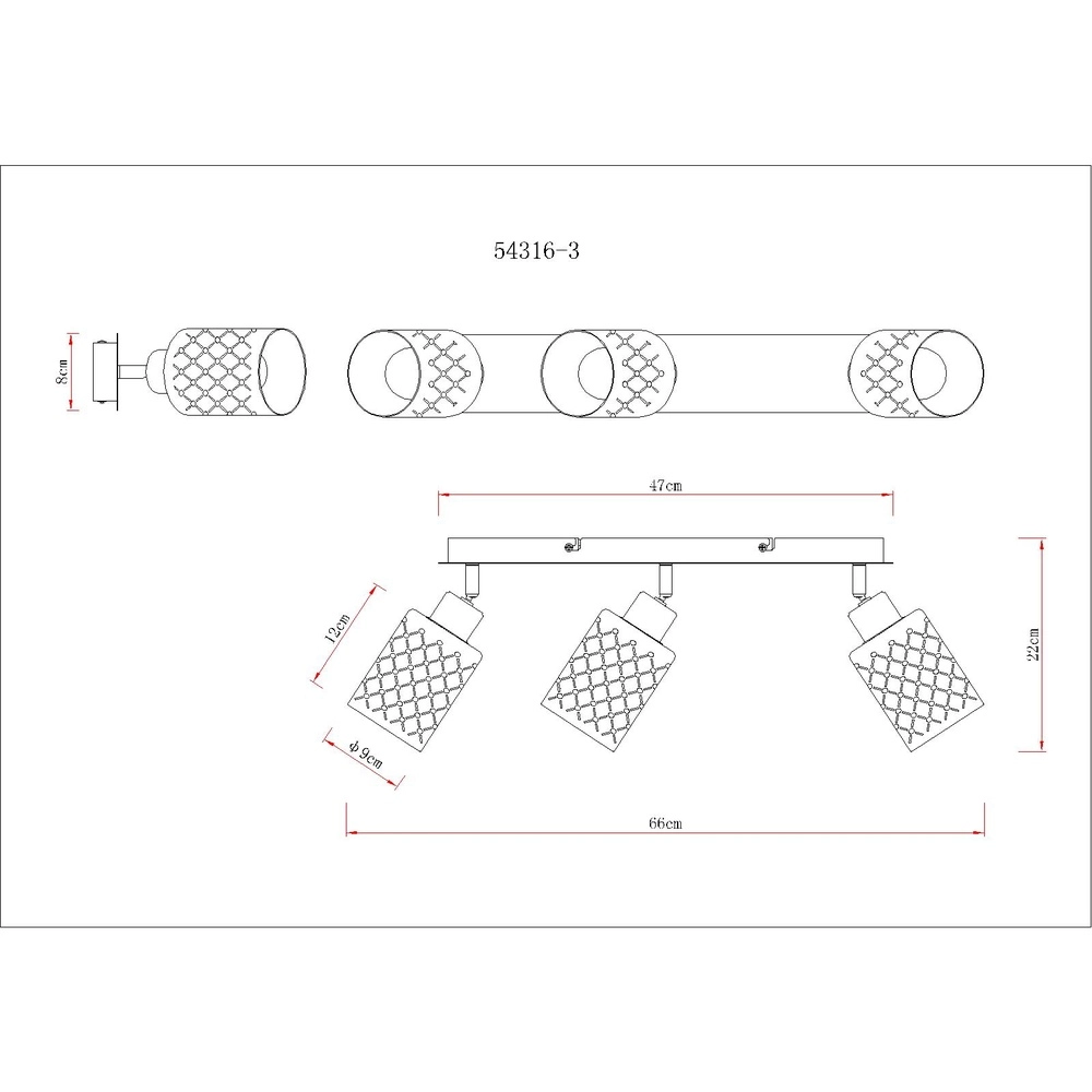 Lampe de plafond à design Alonso Noir à 3 lumières Globo 9007371569250