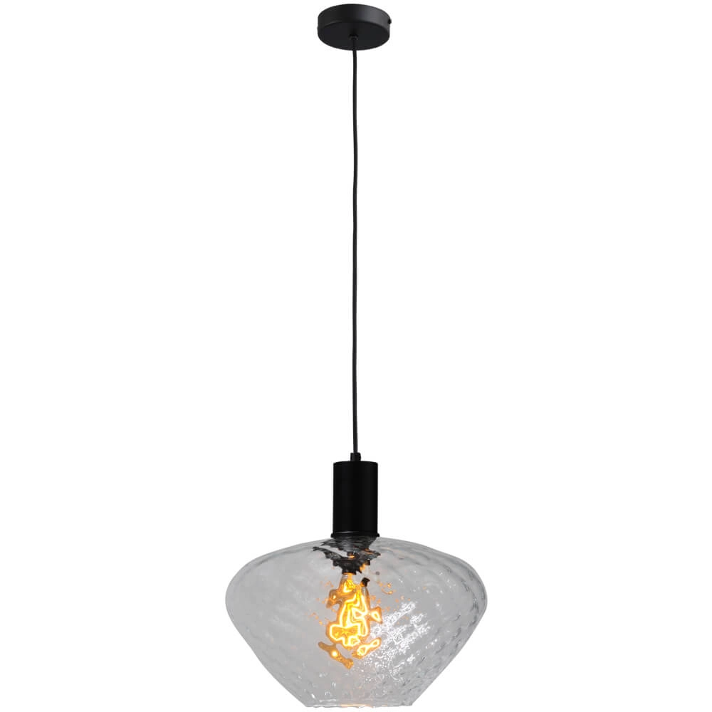 Lampe suspendue noire Porto avec verre clair Blossom - Ø 30cm Masterlight 8718121269313