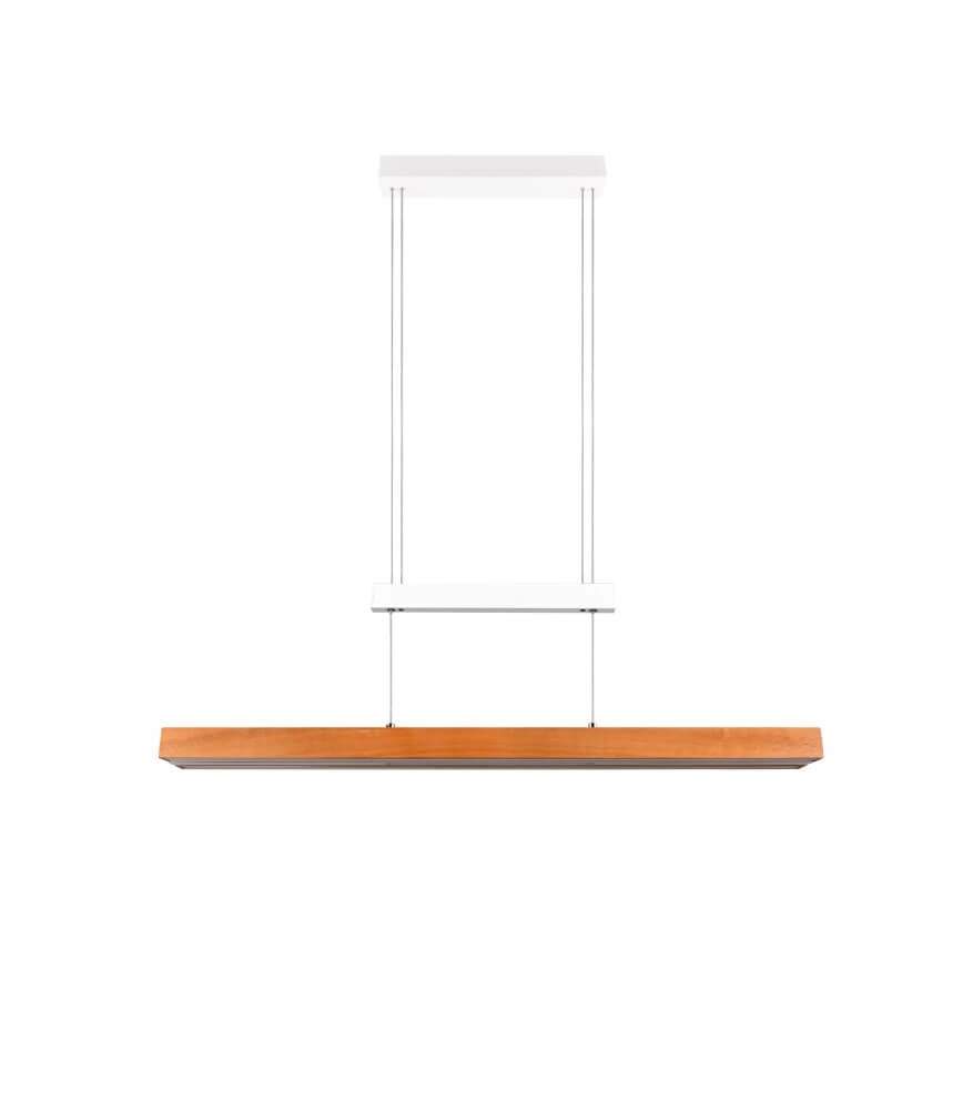 Lampe suspendue de bureau Trajan avec aspect bois et blanc Trio 4017807613018