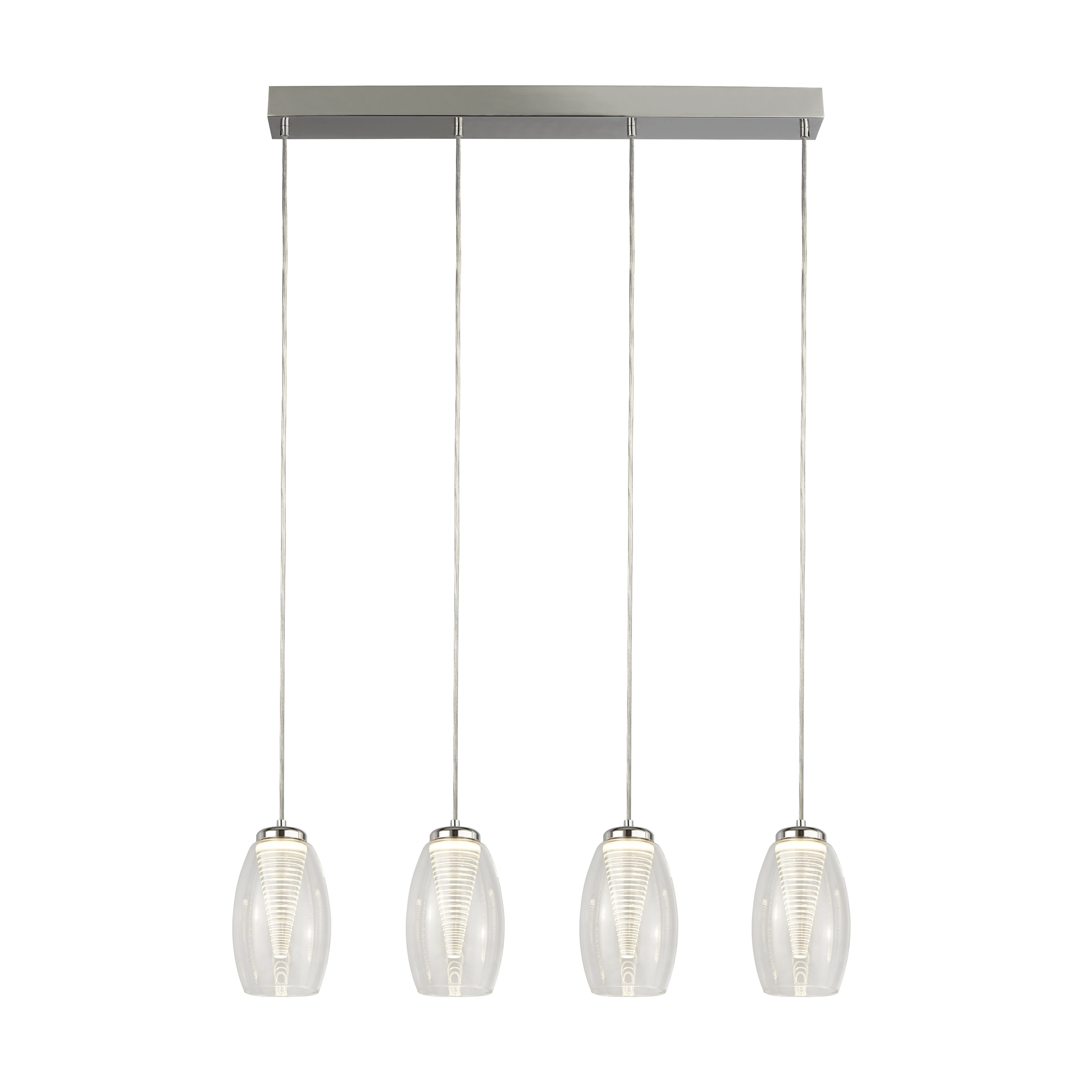 Suspension de salle à manger Cyclone gris avec verre clair Searchlight 5053423174532