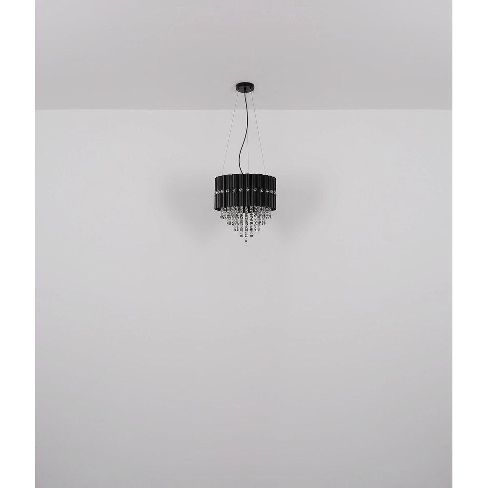 Lampe suspendue Eleos noir avec du cristal Globo 9007371528431