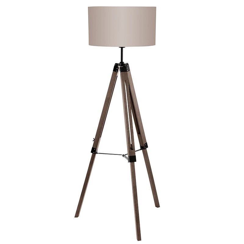 Lampadaire Lantada Trépied 106cm bois taupe
