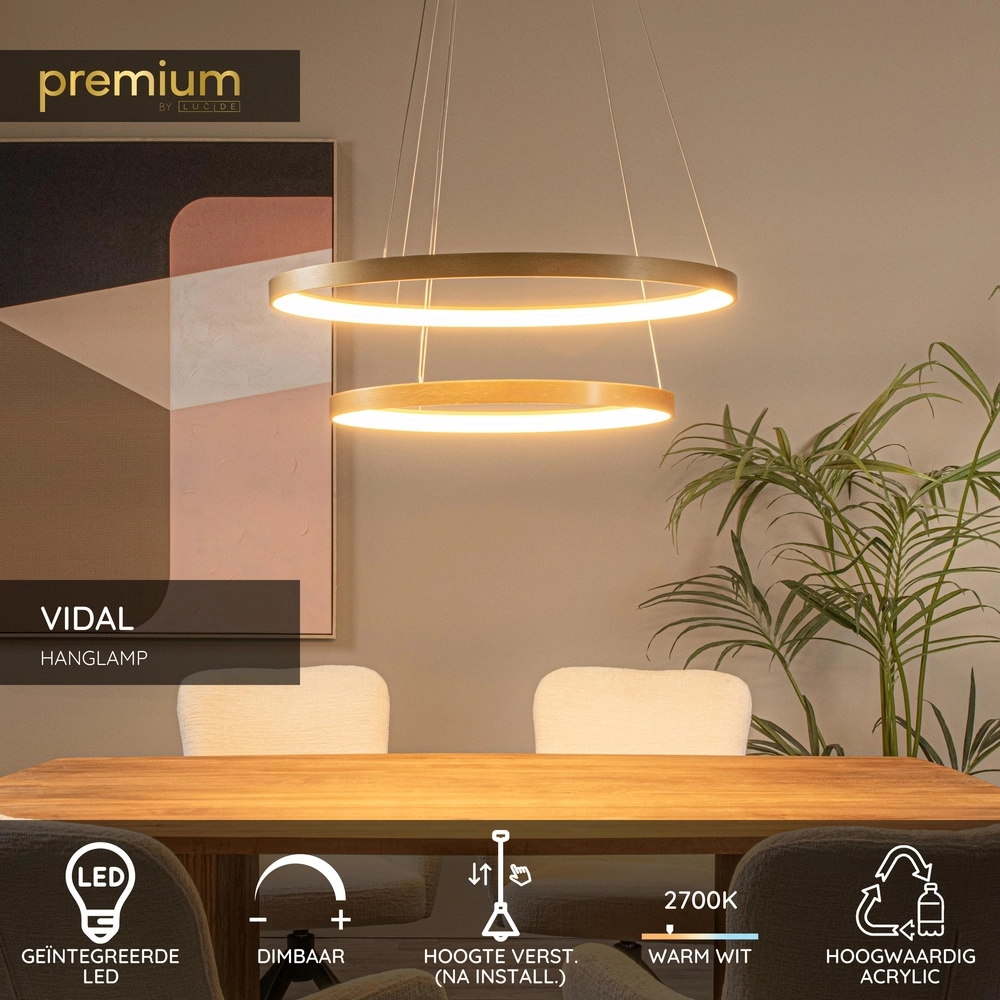 Lampe pendante dorée Vidal Ø design élégant de 78 cm Premium by Lucide 5411212460929