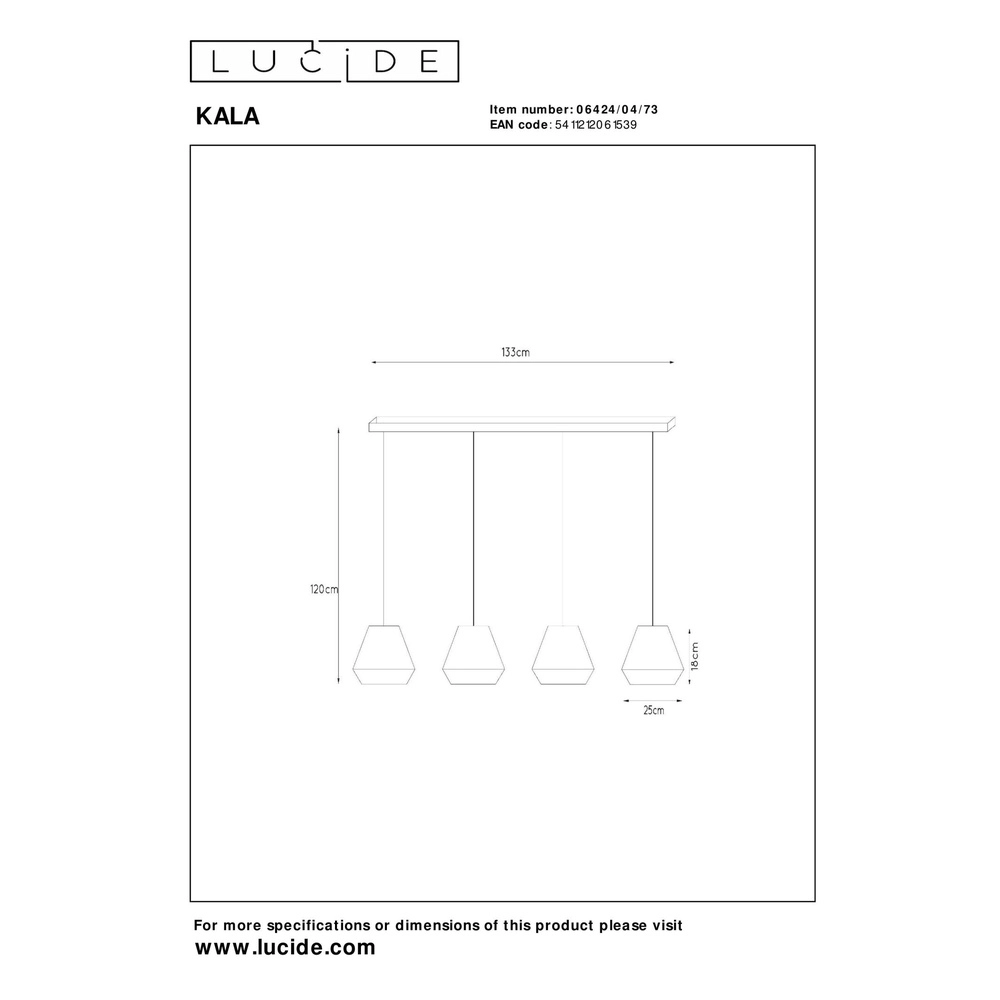 Lampe suspendue Kala Taupe 4 clairs Lucide 5411212061539