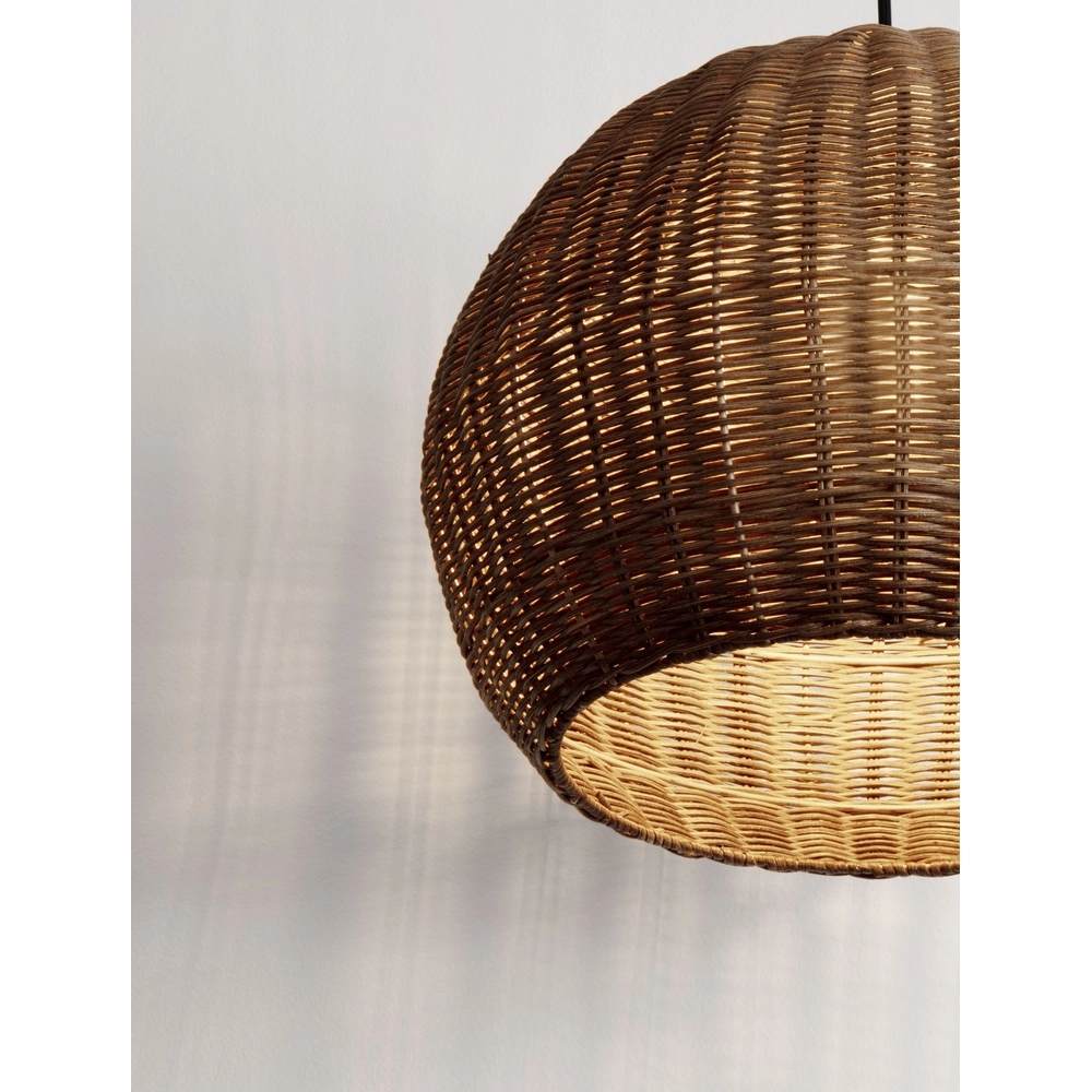 Lampe suspendue Rielo noir avec du rotin Lyora 5212017487957