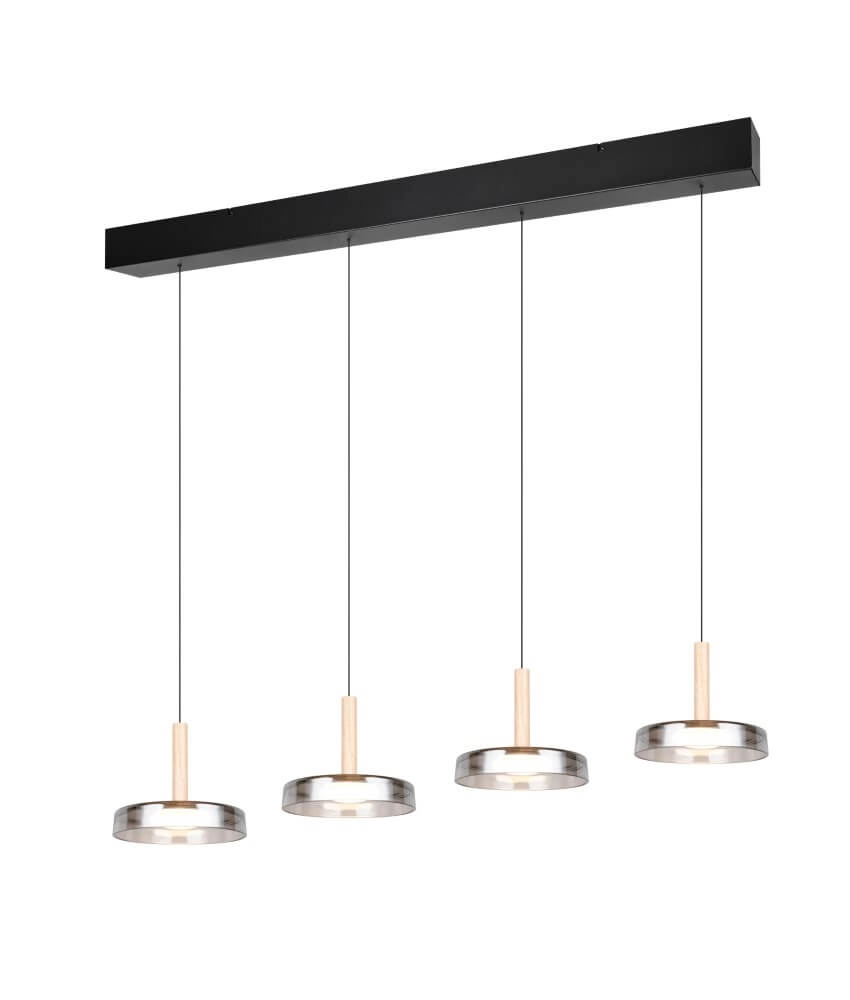 Lampe suspendue LED 4 lumières Celeste verre de fumée