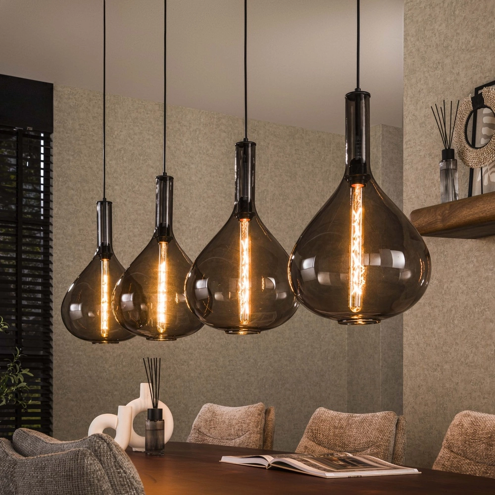 Lampe suspendue en verre Smoke 4x Ø 28cm
