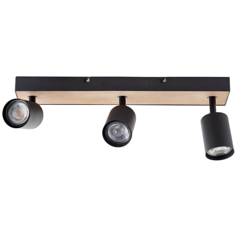 Lampe à 3 lumières Jello Wood noir avec du bois Brilliant 4004353428395