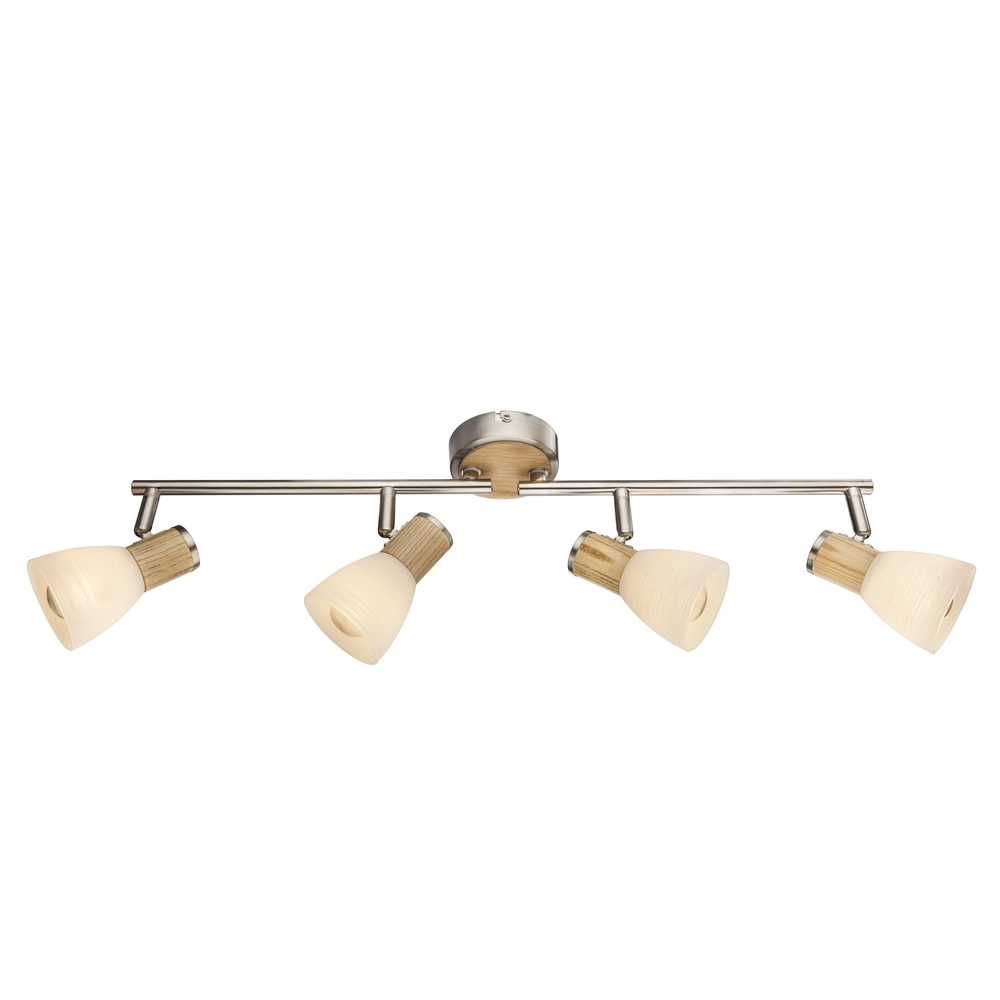 Lampe de plafond Gylfi Nickel avec 4 feux en bois