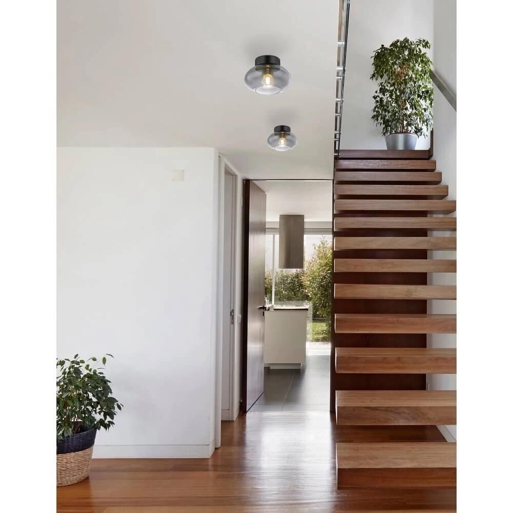 Plafonnier noir Shaun Ø 18cm rond Globo 9007371439478