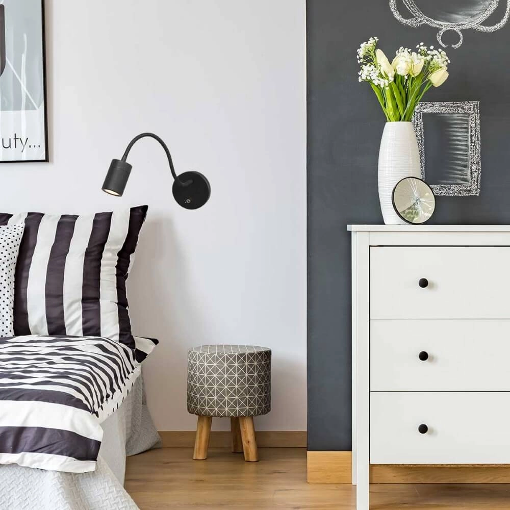 Lampe de chevet flexible Upround noir Steinhauer 8712746161373