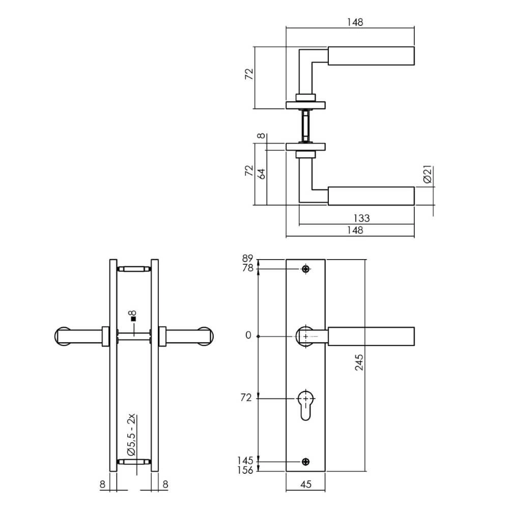 Poignée Bau-Stil PC 72mm laiton Intersteel 8714186558188