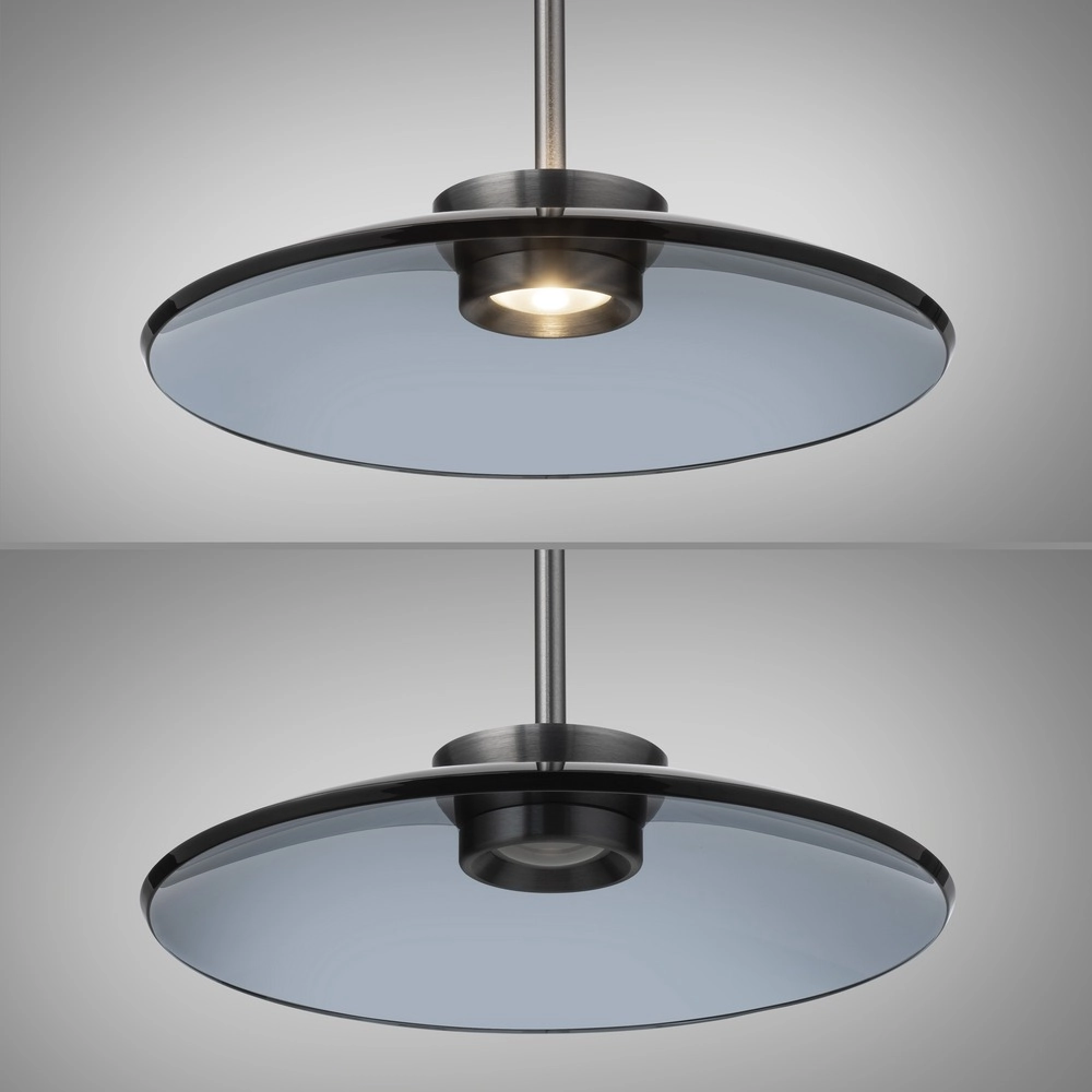 Lampe pendante Ø 50cm Pure E-Moon avec du verre fumé Paul Neuhaus 4012248386361