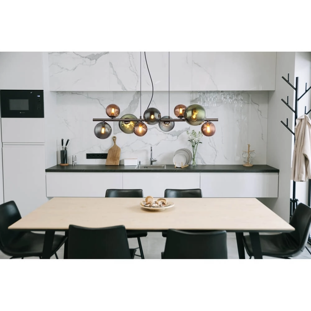 Suspension noire Riha Verre coloré 9 lumières Globo 9007371456116