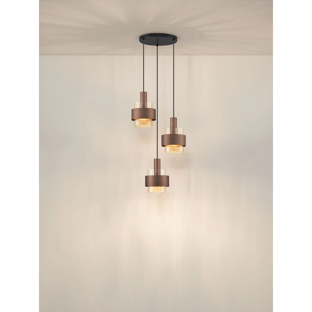 Lampe pendante moderne Serena 3 café brun clair Lyora 5212063501140