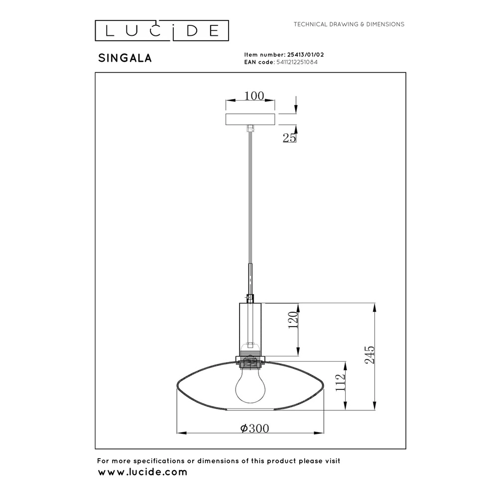Lampe pendante de conception Singala Ø 30 cm d’or avec du blanc Lucide 5411212251084