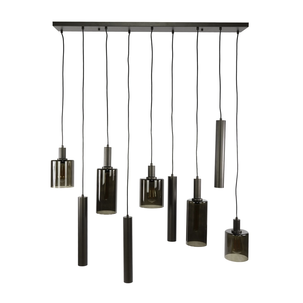 Lampe pendante de table à manger Sepiora Marron Sienna - verre foncé - avec pendentifs Lyora 8716803513464