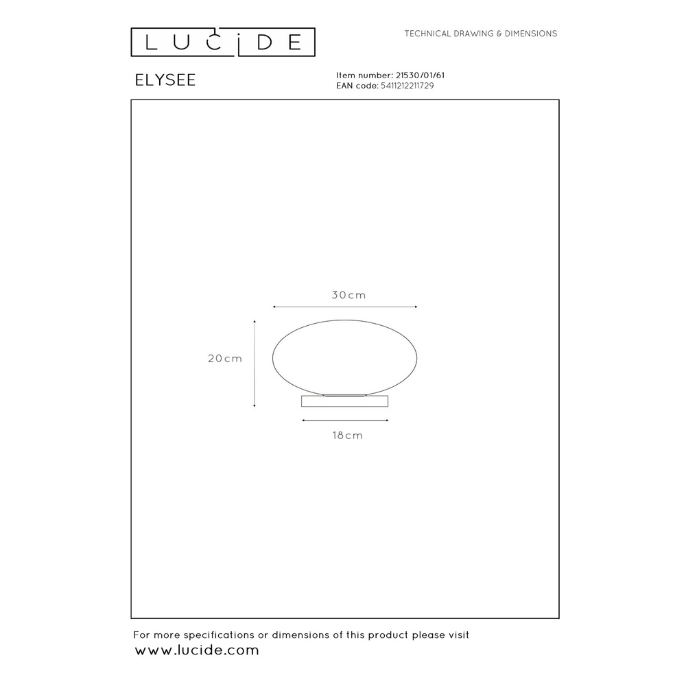 Lampe de table Elysee Design or avec opale Lucide 5411212211729