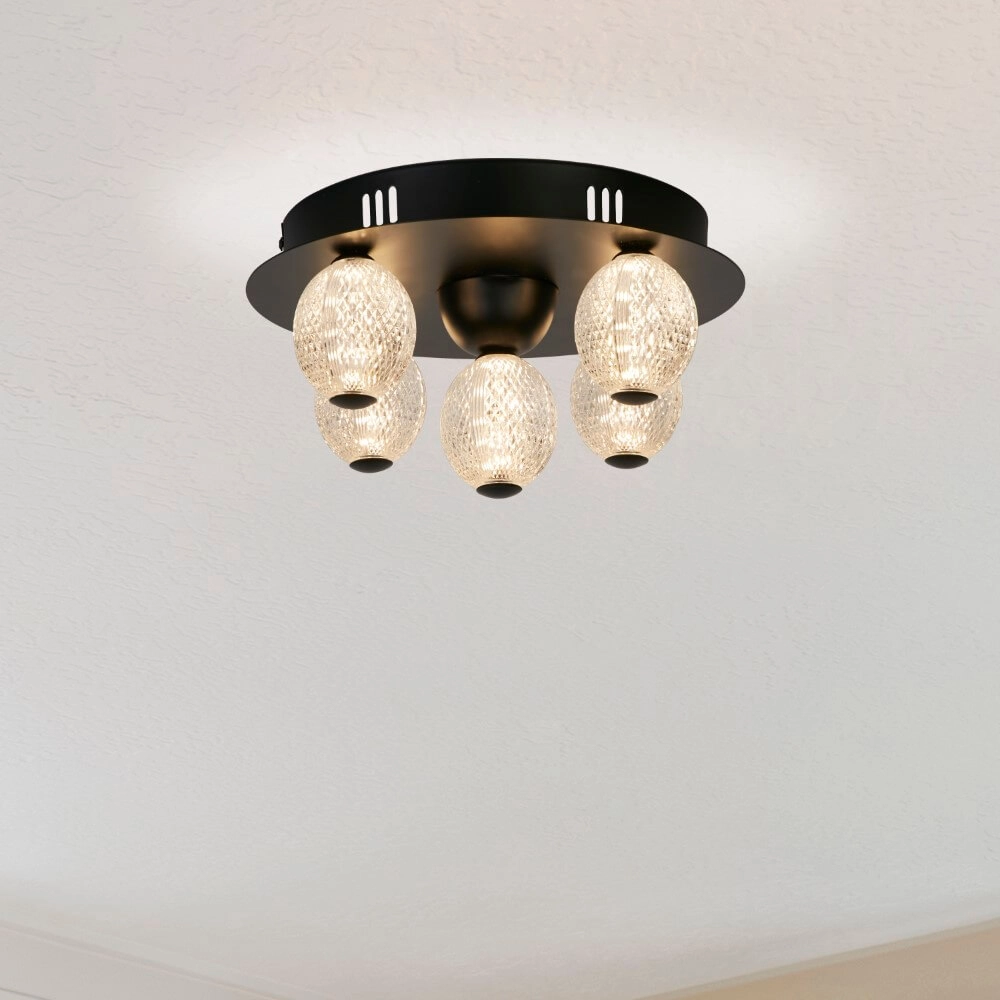 Plafonnier 5 lumières Asteroid noir Searchlight 5053423273419