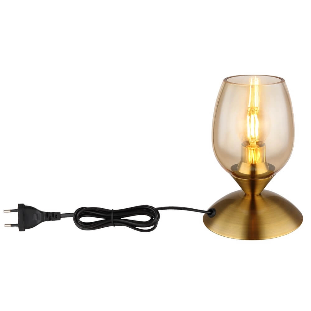 Lampe de table Kuwaita Or avec verre ambré Globo 9007371449989